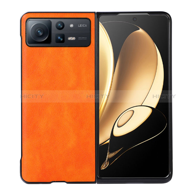 Coque Luxe Cuir et Plastique Housse Etui Mat S03 pour Xiaomi Mix Fold 2 5G Orange Plus