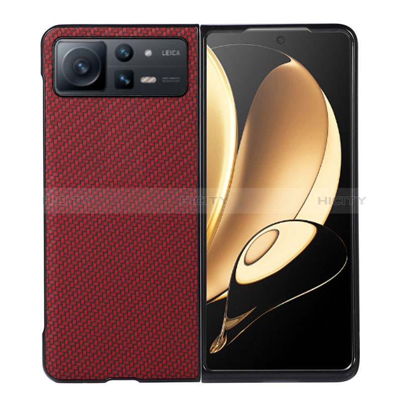 Coque Luxe Cuir et Plastique Housse Etui Mat S04 pour Xiaomi Mix Fold 2 5G Rouge Plus