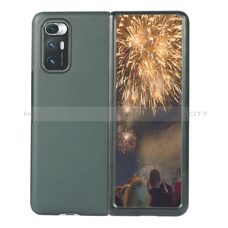 Coque Luxe Cuir et Plastique Housse Etui Mat S04 pour Xiaomi Mix Fold 5G Vert Plus