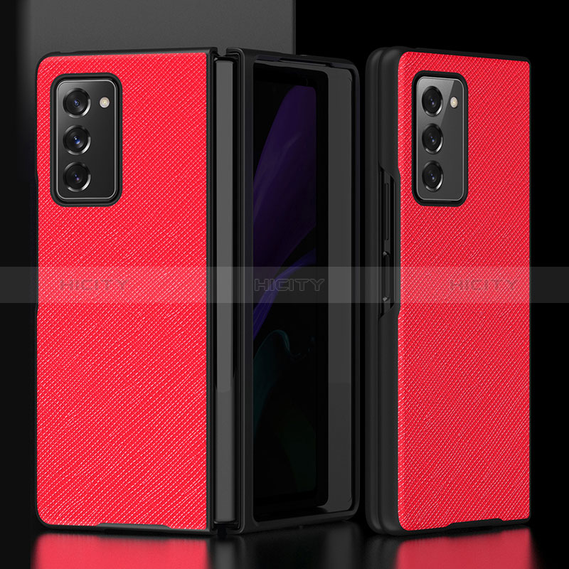 Coque Luxe Cuir et Plastique Housse Etui Mat S05 pour Samsung Galaxy Z Fold2 5G Rouge Plus