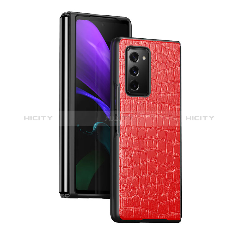 Coque Luxe Cuir et Plastique Housse Etui Mat S08 pour Samsung Galaxy Z Fold2 5G Rouge Plus