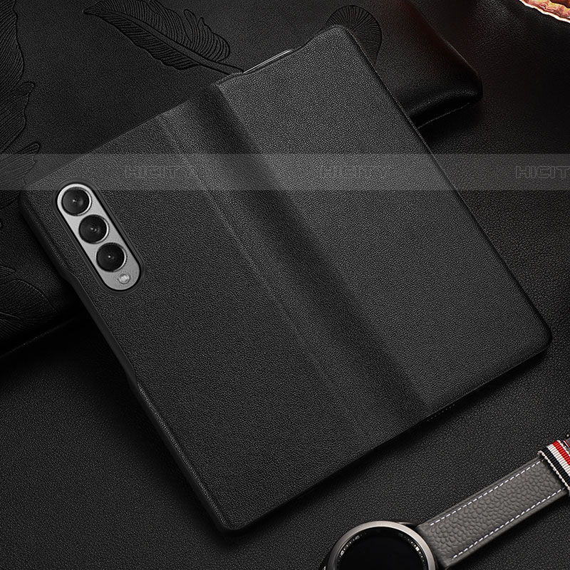 Coque Luxe Cuir et Plastique Housse Etui Mat S08 pour Samsung Galaxy Z Fold4 5G Noir Plus