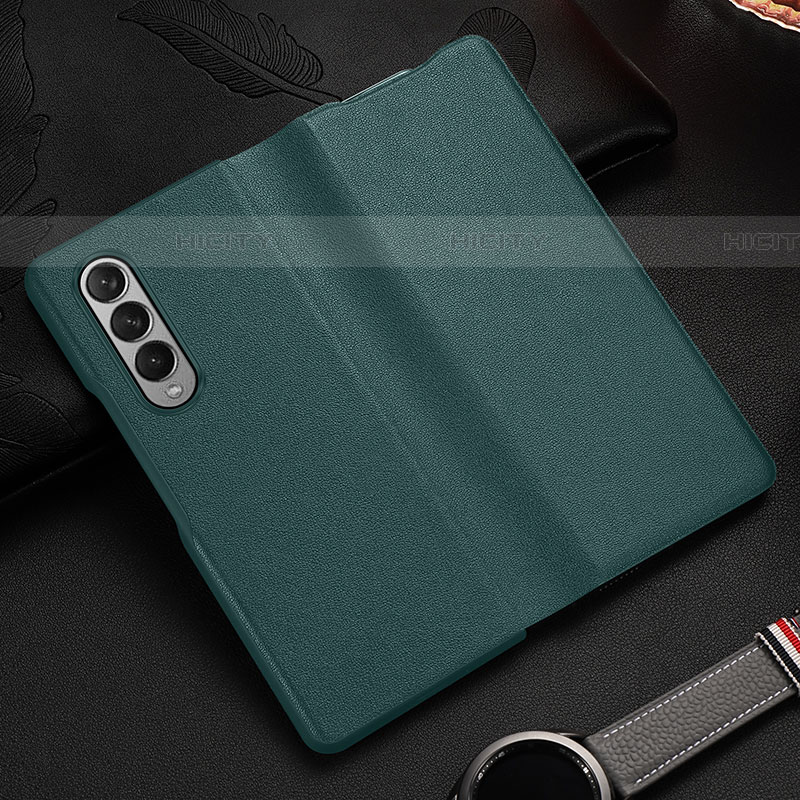 Coque Luxe Cuir et Plastique Housse Etui Mat S08 pour Samsung Galaxy Z Fold4 5G Vert Plus