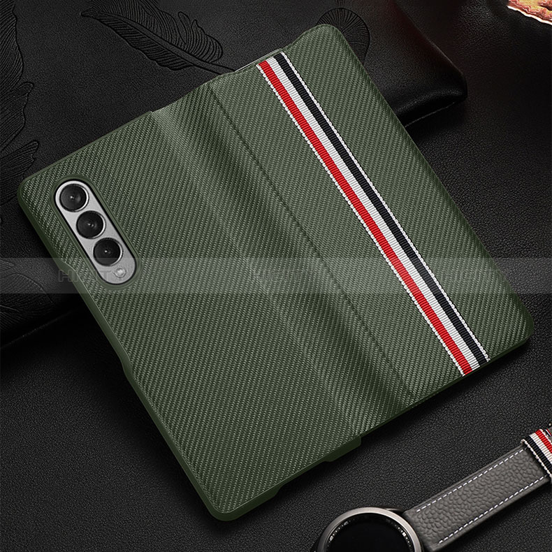 Coque Luxe Cuir et Plastique Housse Etui Mat S09 pour Samsung Galaxy Z Fold3 5G Pastel Vert Plus