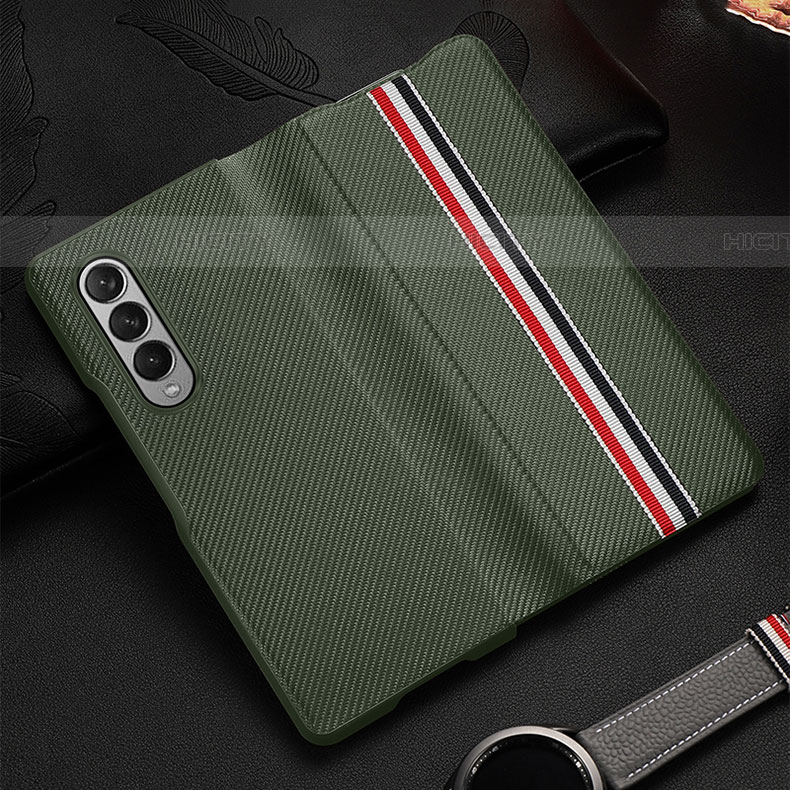 Coque Luxe Cuir et Plastique Housse Etui Mat S09 pour Samsung Galaxy Z Fold4 5G Pastel Vert Plus