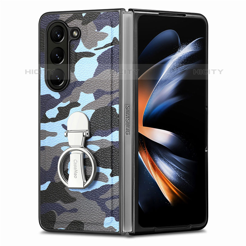 Coque Luxe Cuir et Plastique Housse Etui Mat S09D pour Samsung Galaxy Z Fold5 5G Bleu Plus