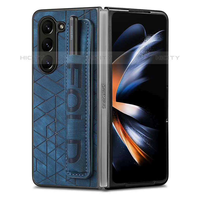 Coque Luxe Cuir et Plastique Housse Etui Mat S11D pour Samsung Galaxy Z Fold5 5G Bleu Plus