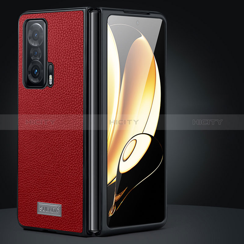 Coque Luxe Cuir et Plastique Housse Etui Mat SD1 pour Huawei Honor Magic V 5G Rouge Plus