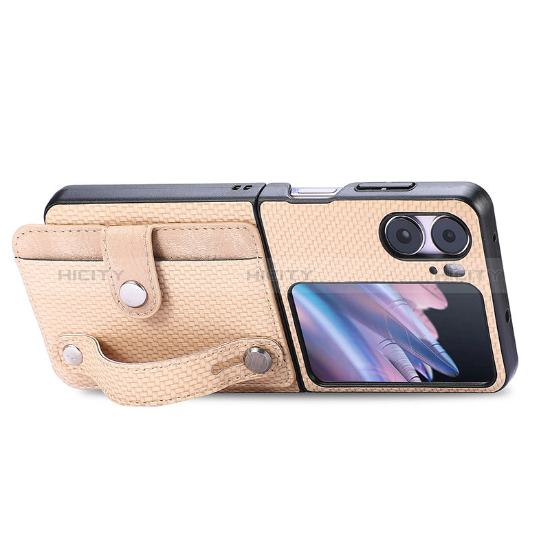 Coque Luxe Cuir et Plastique Housse Etui Mat SD11 pour Oppo Find N2 Flip 5G Or Plus