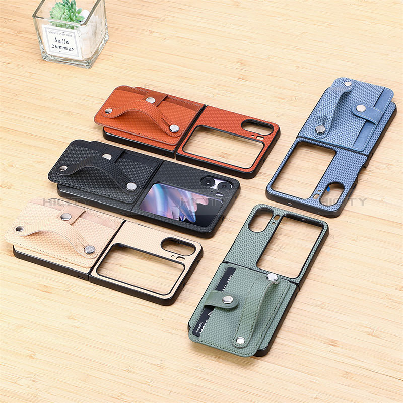 Coque Luxe Cuir et Plastique Housse Etui Mat SD11 pour Oppo Find N2 Flip 5G Plus