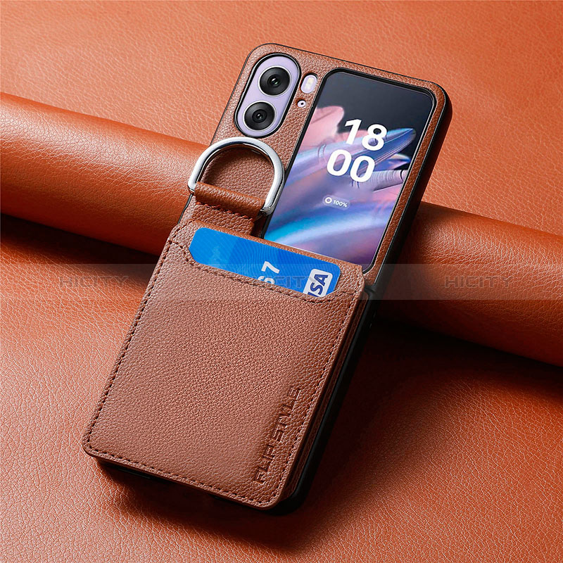 Coque Luxe Cuir et Plastique Housse Etui Mat SD13 pour Oppo Find N2 Flip 5G Marron Plus