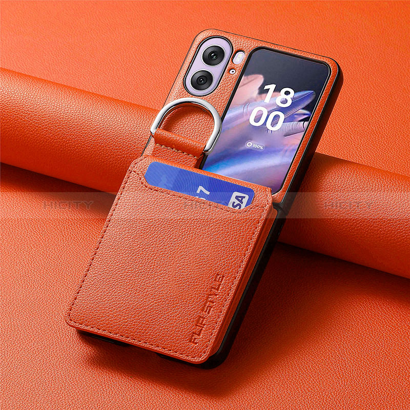 Coque Luxe Cuir et Plastique Housse Etui Mat SD13 pour Oppo Find N2 Flip 5G Orange Plus