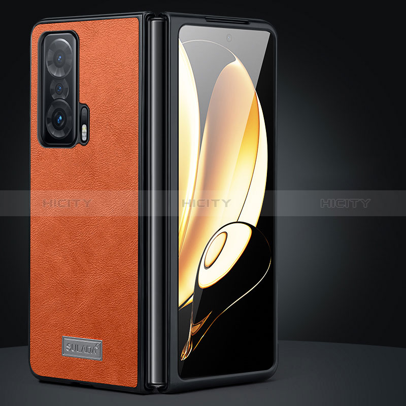 Coque Luxe Cuir et Plastique Housse Etui Mat SD2 pour Huawei Honor Magic V 5G Orange Plus