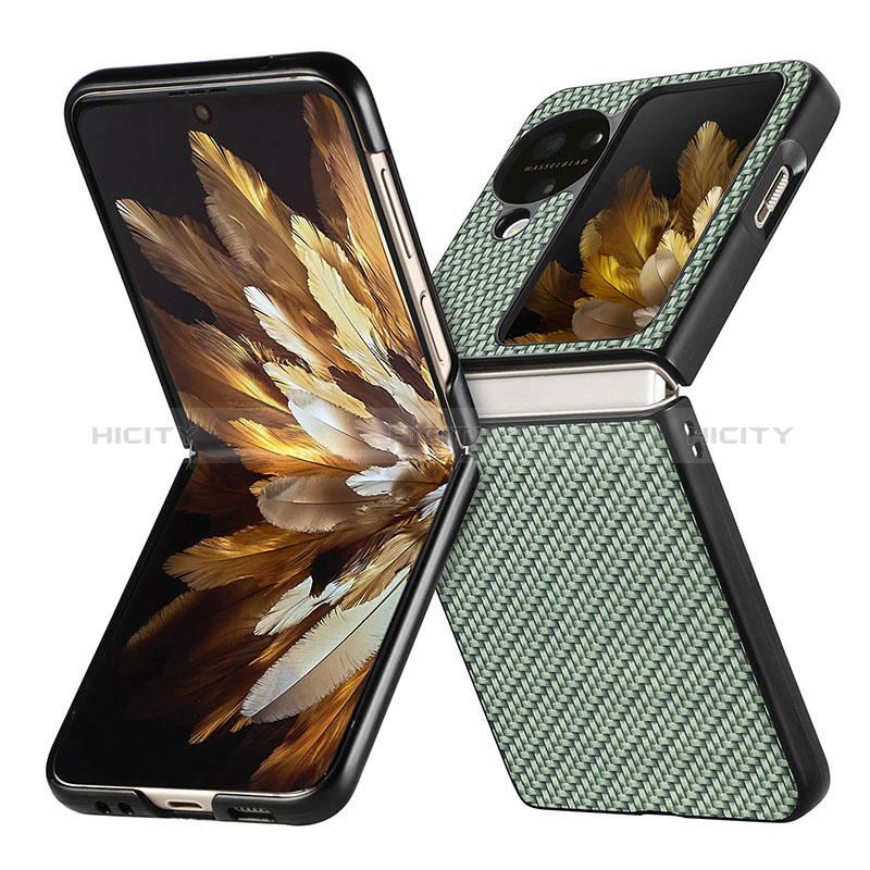 Coque Luxe Cuir et Plastique Housse Etui Mat SD2 pour Oppo Find N3 Flip 5G Vert Plus