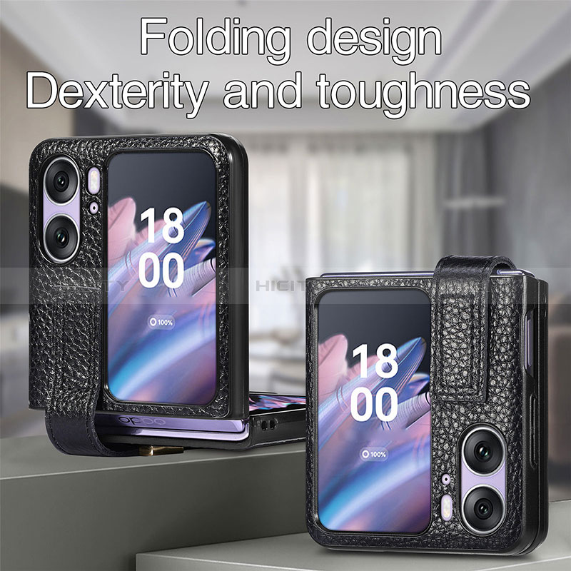 Coque Luxe Cuir et Plastique Housse Etui Mat SD3 pour Oppo Find N2 Flip 5G Plus