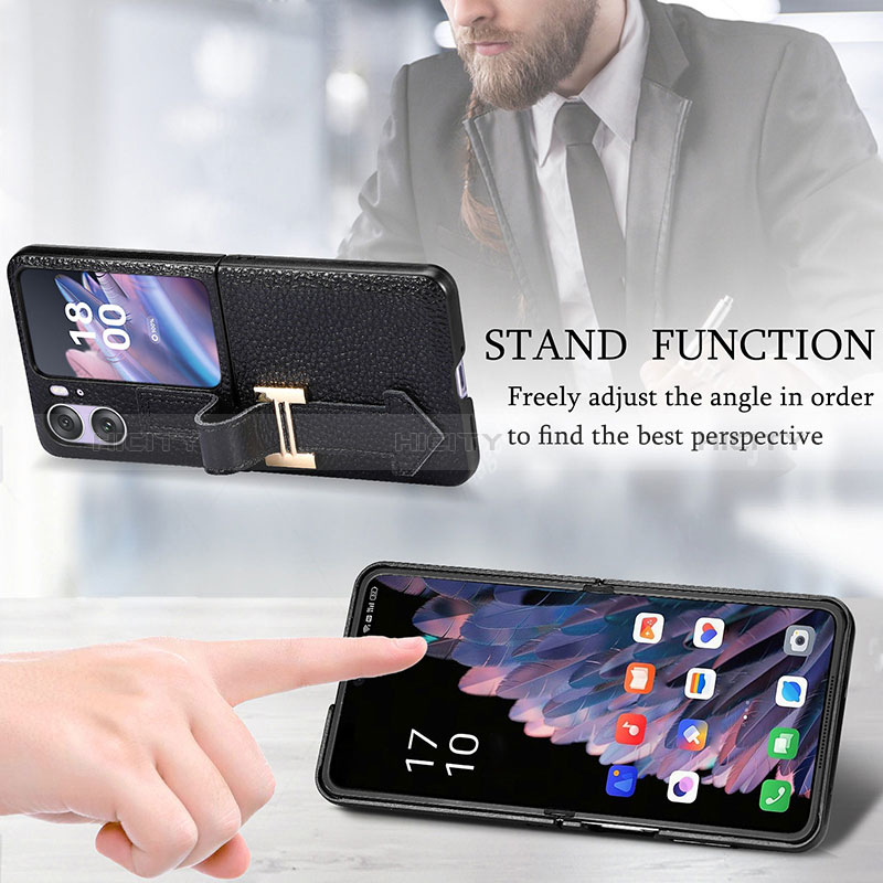 Coque Luxe Cuir et Plastique Housse Etui Mat SD3 pour Oppo Find N2 Flip 5G Plus