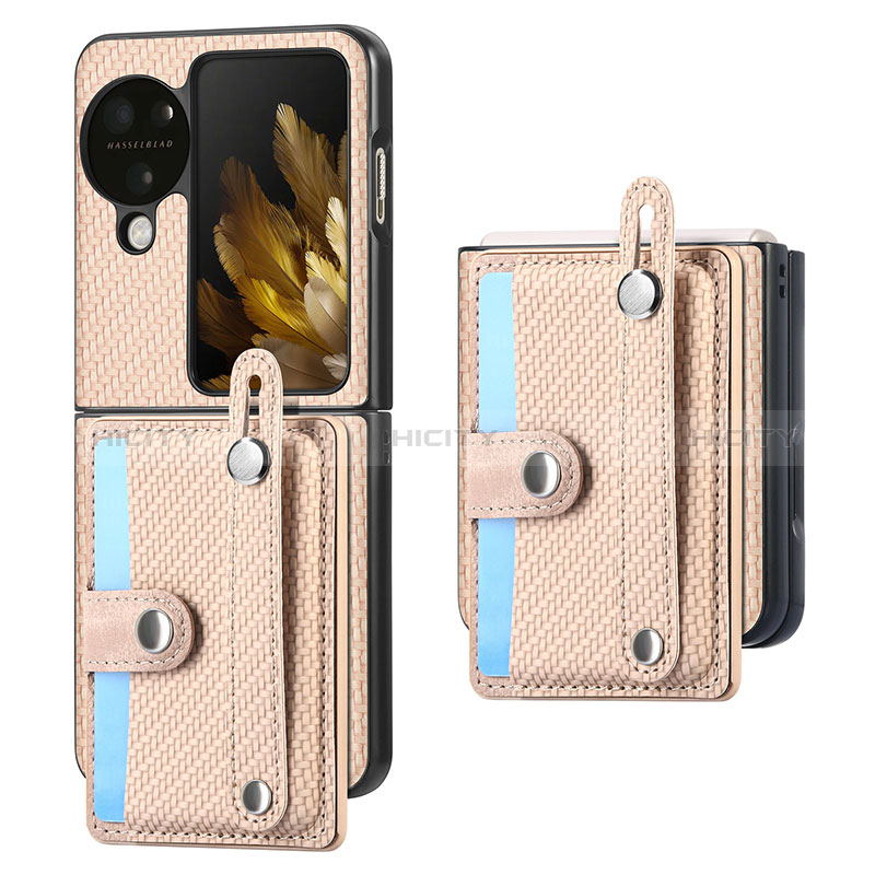 Coque Luxe Cuir et Plastique Housse Etui Mat SD3 pour Oppo Find N3 Flip 5G Or Plus