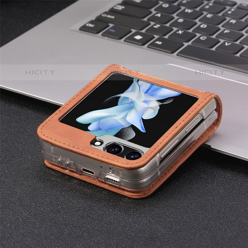 Coque Luxe Cuir et Plastique Housse Etui Mat SD4 pour Samsung Galaxy Z Flip5 5G Plus