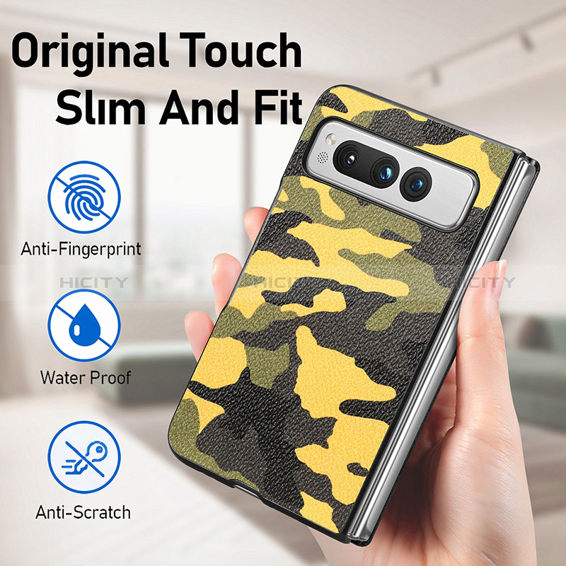 Coque Luxe Cuir et Plastique Housse Etui Mat SD5 pour Google Pixel Fold 5G Plus