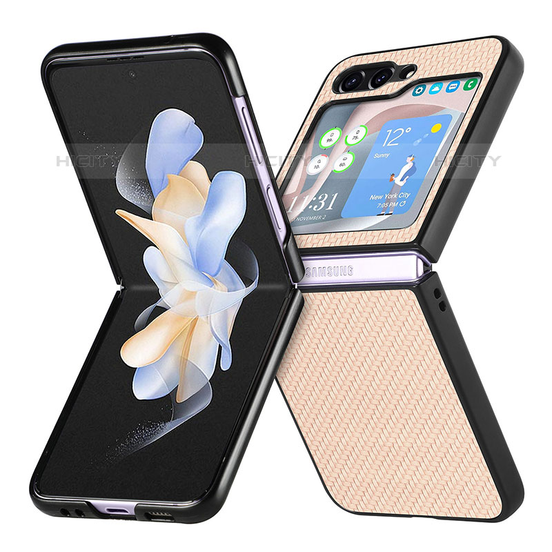 Coque Luxe Cuir et Plastique Housse Etui Mat SD5 pour Samsung Galaxy Z Flip5 5G Plus