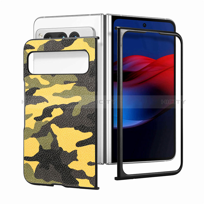 Coque Luxe Cuir et Plastique Housse Etui Mat SD6 pour Google Pixel Fold 5G Plus