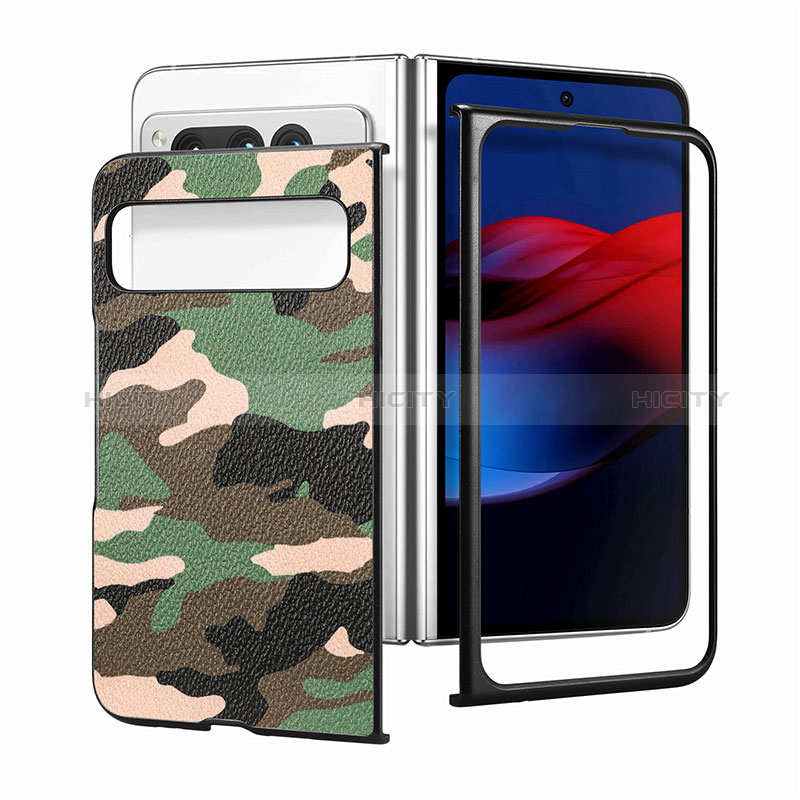 Coque Luxe Cuir et Plastique Housse Etui Mat SD6 pour Google Pixel Fold 5G Plus