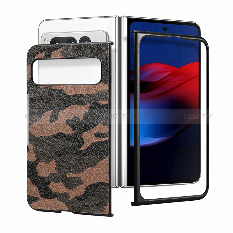 Coque Luxe Cuir et Plastique Housse Etui Mat SD6 pour Google Pixel Fold 5G Plus