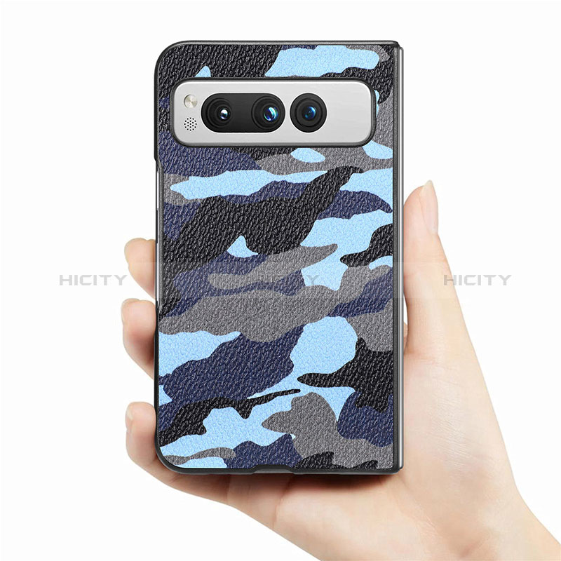 Coque Luxe Cuir et Plastique Housse Etui Mat SD6 pour Google Pixel Fold 5G Plus