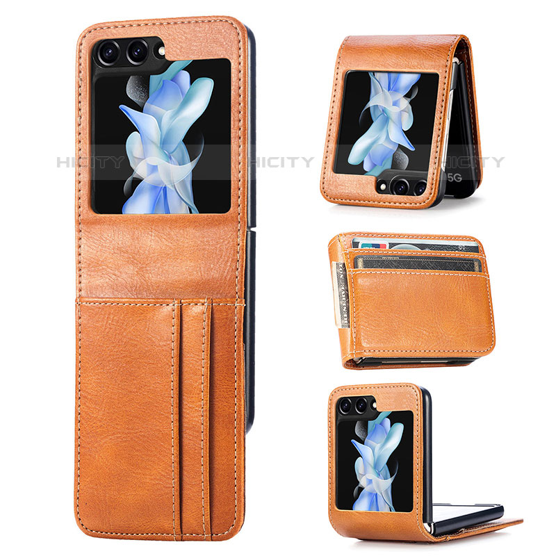 Coque Luxe Cuir et Plastique Housse Etui Mat SD6 pour Samsung Galaxy Z Flip5 5G Plus