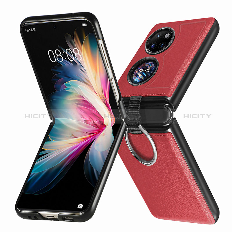 Coque Luxe Cuir et Plastique Housse Etui Mat SD8 pour Huawei P60 Pocket Rouge Plus