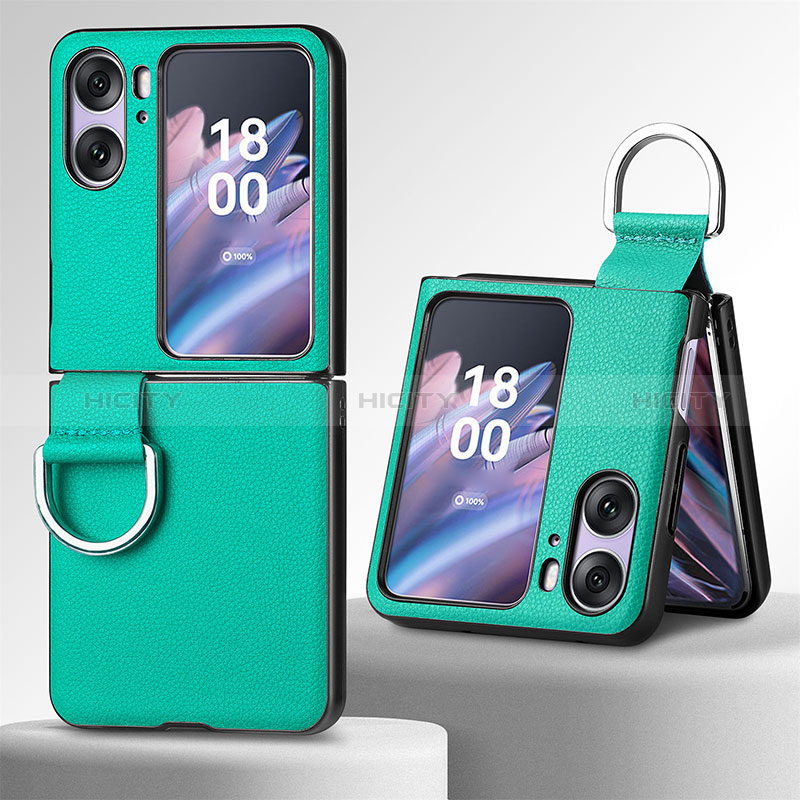 Coque Luxe Cuir et Plastique Housse Etui Mat SD8 pour Oppo Find N2 Flip 5G Vert Plus