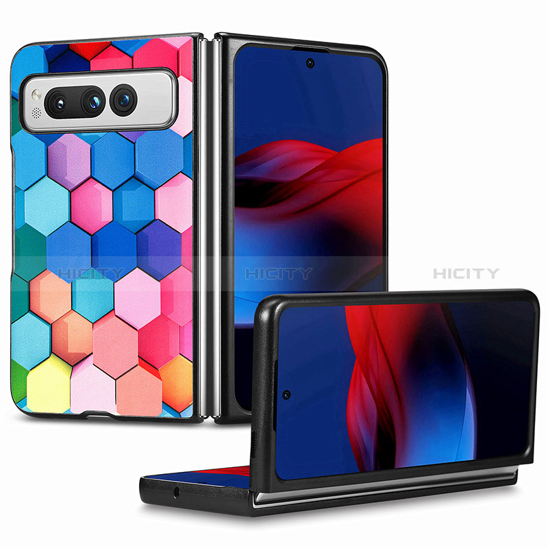 Coque Luxe Cuir et Plastique Housse Etui Mat SD9 pour Google Pixel Fold 5G Colorful Plus