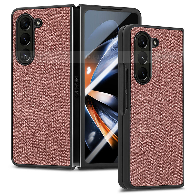 Coque Luxe Cuir et Plastique Housse Etui Mat SD9 pour Samsung Galaxy Z Fold5 5G Vin Rouge Plus