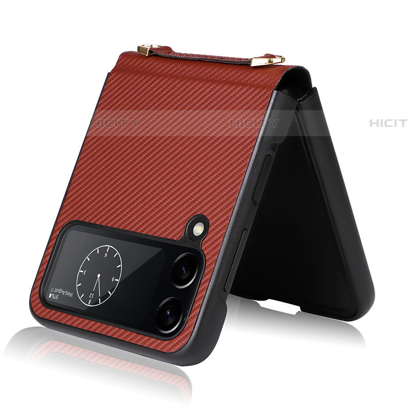 Coque Luxe Cuir et Plastique Housse Etui Mat T03 pour Samsung Galaxy Z Flip4 5G Plus