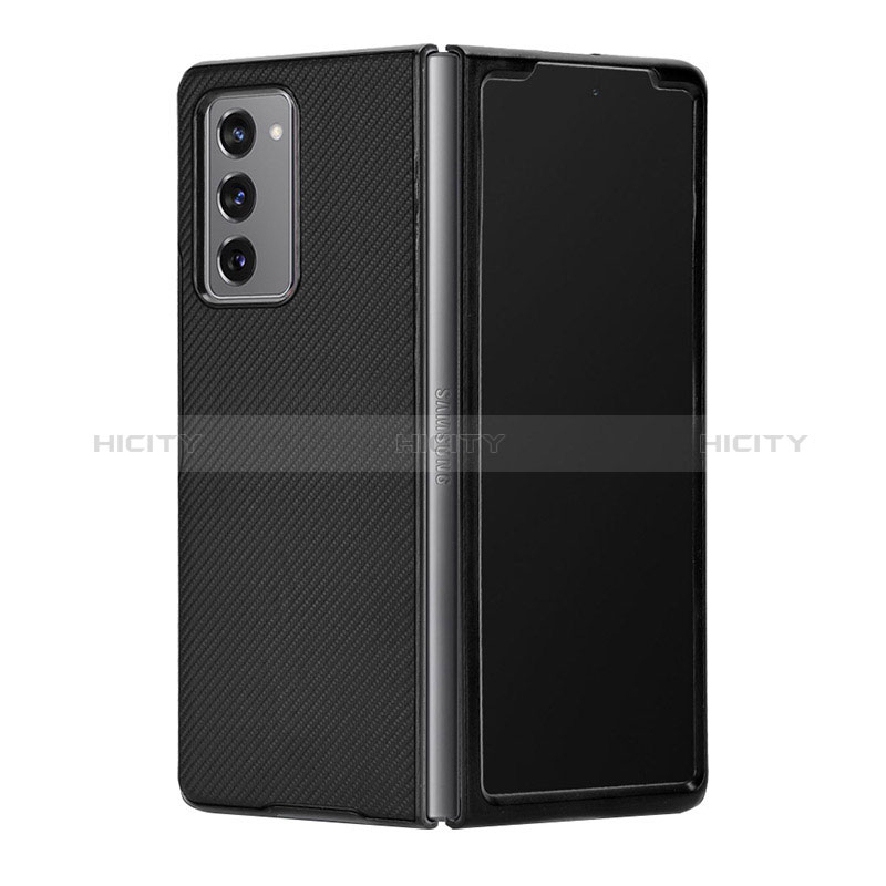 Coque Luxe Cuir et Plastique Housse Etui Mat T03 pour Samsung Galaxy Z Fold2 5G Noir Plus