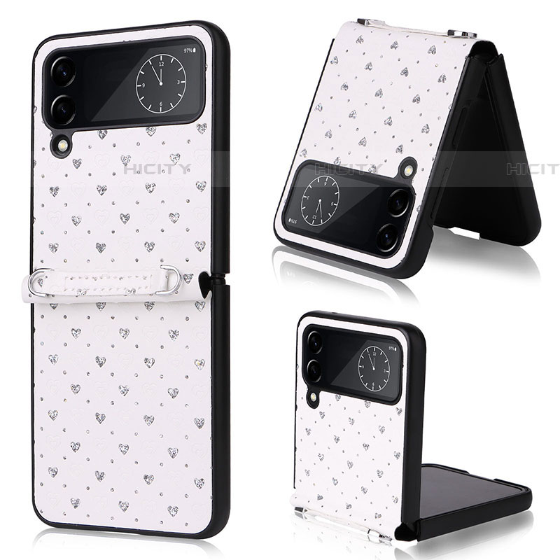 Coque Luxe Cuir et Plastique Housse Etui Mat T06 pour Samsung Galaxy Z Flip4 5G Plus