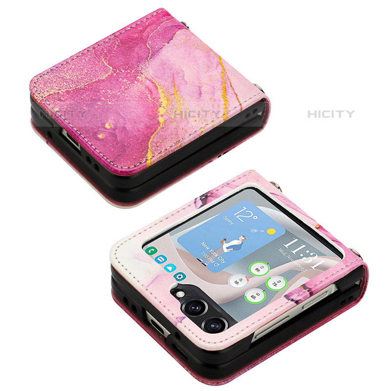 Coque Luxe Cuir et Plastique Housse Etui Mat YB2 pour Samsung Galaxy Z Flip5 5G Plus