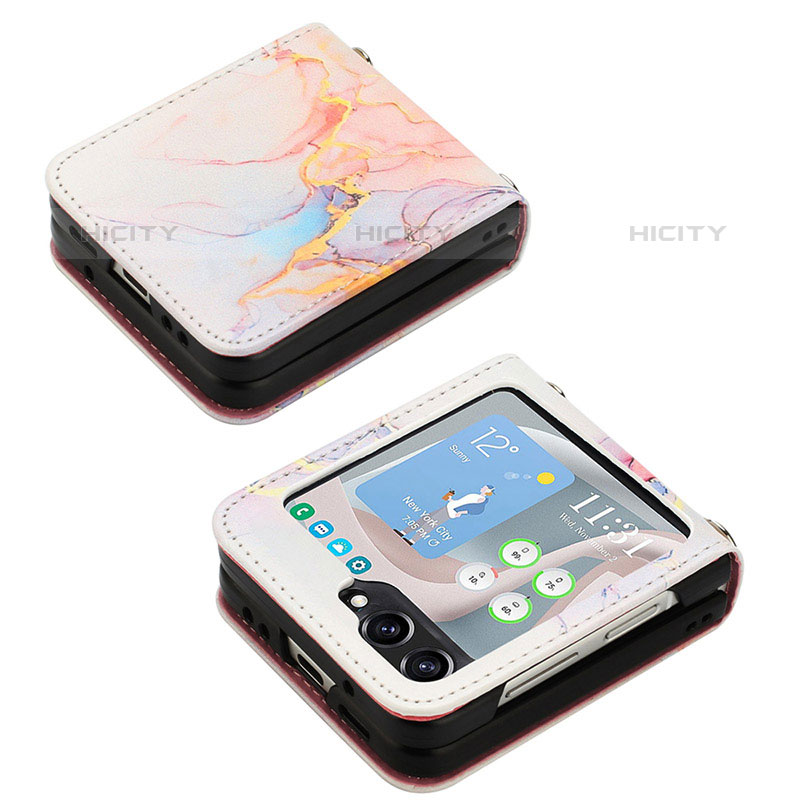 Coque Luxe Cuir et Plastique Housse Etui Mat YB2 pour Samsung Galaxy Z Flip5 5G Plus