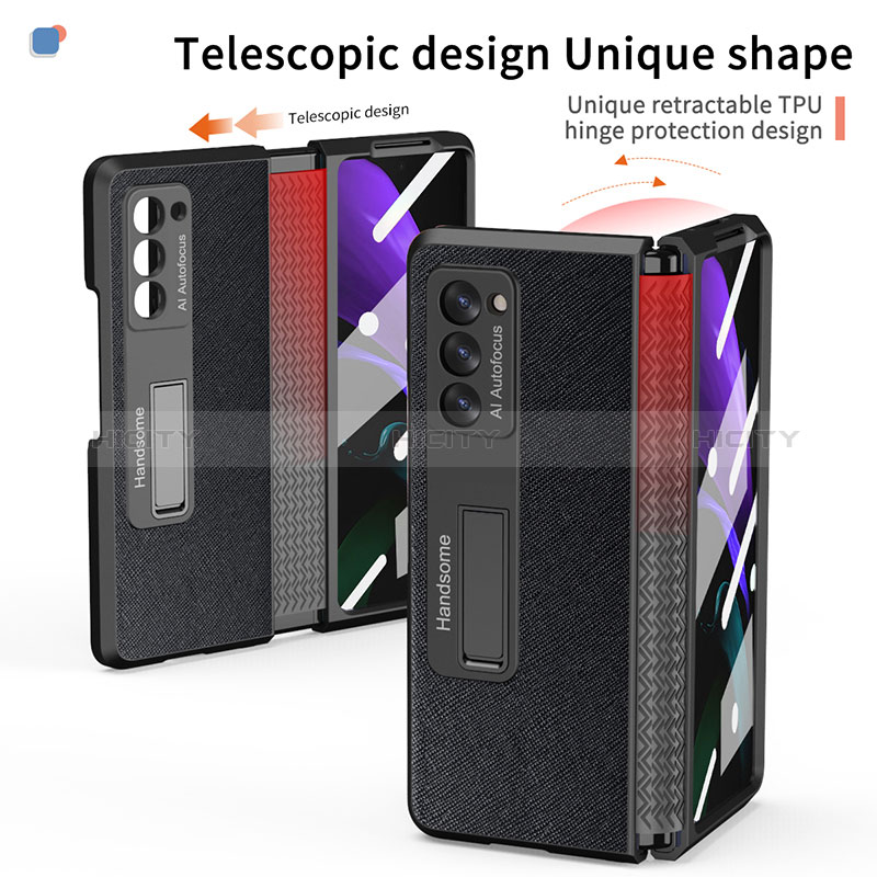 Coque Luxe Cuir et Plastique Housse Etui Mat Z03 pour Samsung Galaxy Z Fold2 5G Plus