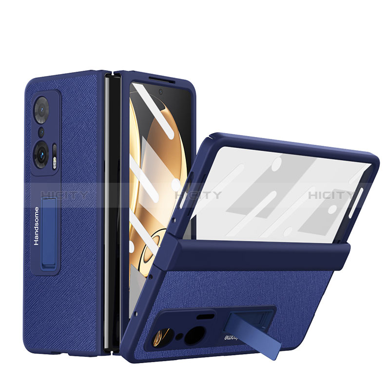 Coque Luxe Cuir et Plastique Housse Etui Mat ZL1 pour Huawei Honor Magic V 5G Bleu Plus