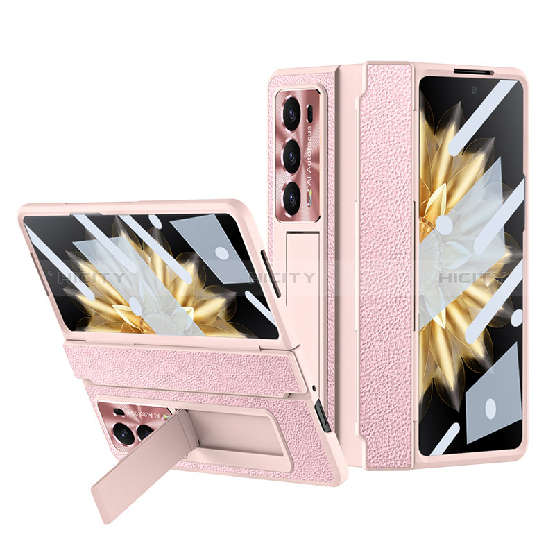 Coque Luxe Cuir et Plastique Housse Etui Mat ZL1 pour Huawei Honor Magic V2 5G Rose Plus