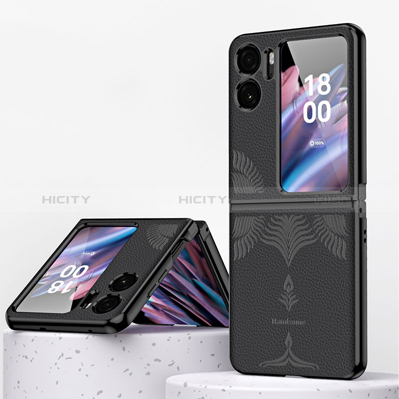 Coque Luxe Cuir et Plastique Housse Etui Mat ZL1 pour Oppo Find N2 Flip 5G Noir Plus