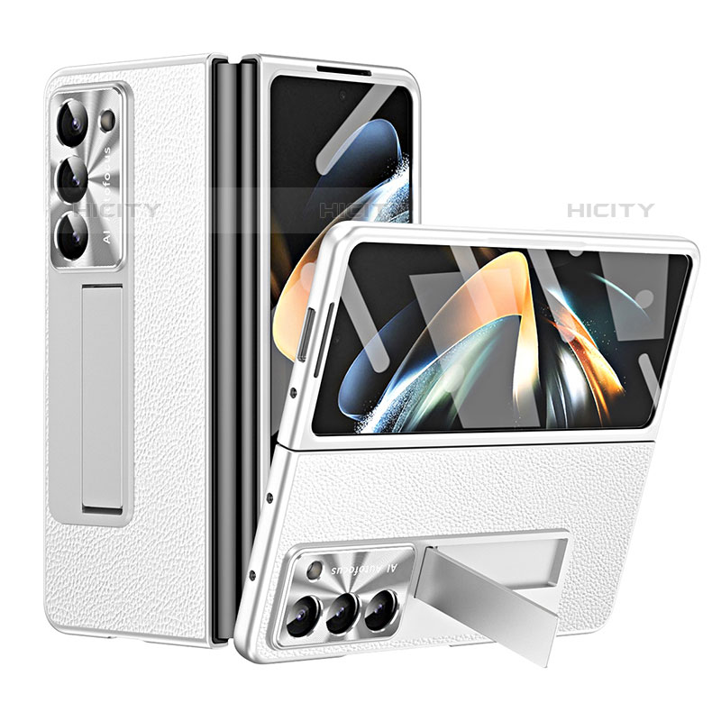 Coque Luxe Cuir et Plastique Housse Etui Mat ZL1 pour Samsung Galaxy Z Fold5 5G Blanc Plus