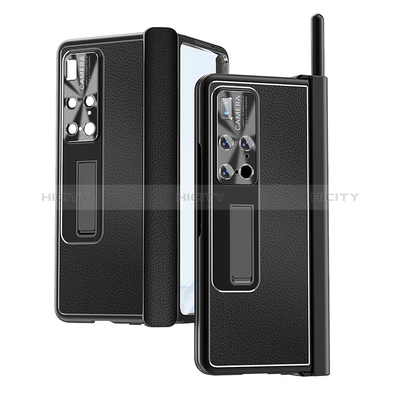 Coque Luxe Cuir et Plastique Housse Etui Mat ZL10 pour Huawei Mate X2 Noir Plus