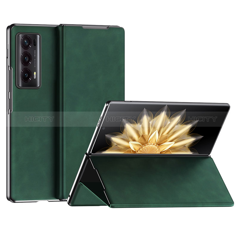 Coque Luxe Cuir et Plastique Housse Etui Mat ZL2 pour Huawei Honor Magic V2 5G Vert Plus