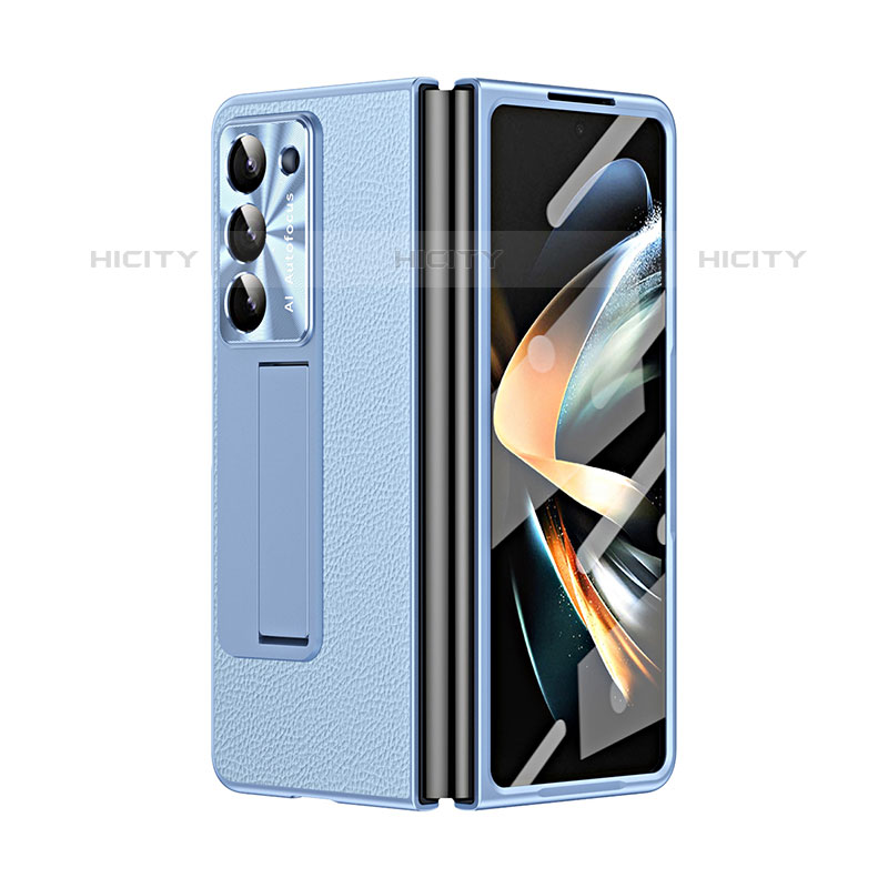 Coque Luxe Cuir et Plastique Housse Etui Mat ZL2 pour Samsung Galaxy Z Fold5 5G Bleu Plus