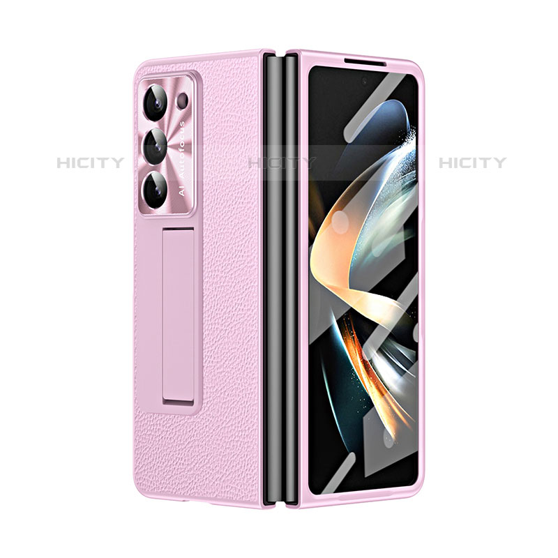 Coque Luxe Cuir et Plastique Housse Etui Mat ZL2 pour Samsung Galaxy Z Fold5 5G Or Rose Plus