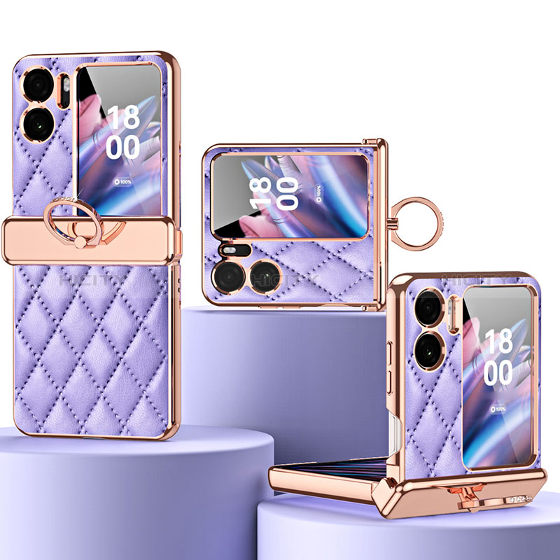 Coque Luxe Cuir et Plastique Housse Etui Mat ZL3 pour Oppo Find N2 Flip 5G Violet Plus