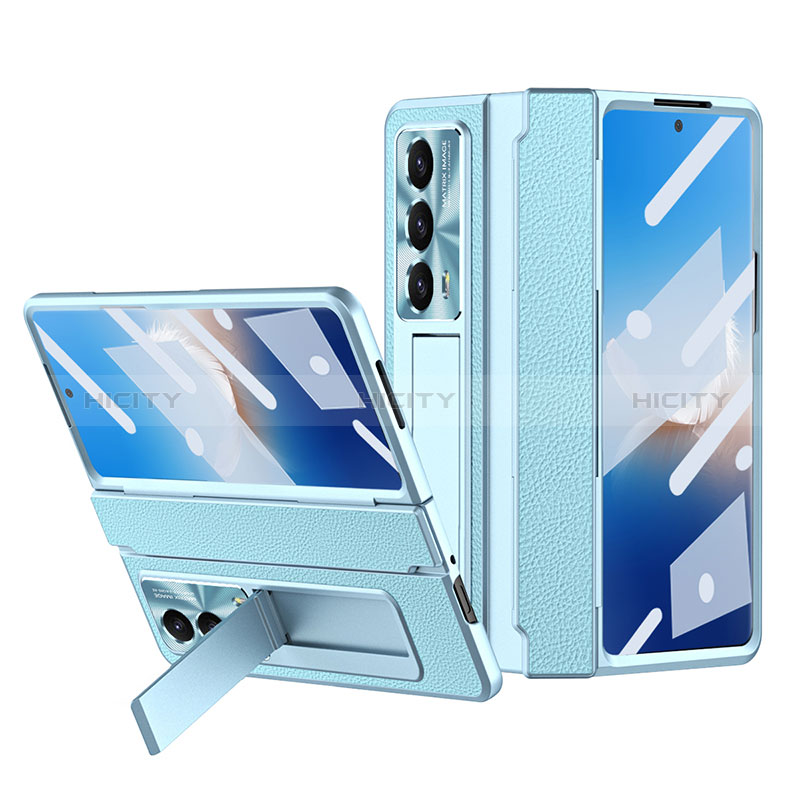 Coque Luxe Cuir et Plastique Housse Etui Mat ZL4 pour Huawei Honor Magic Vs2 5G Bleu Ciel Plus