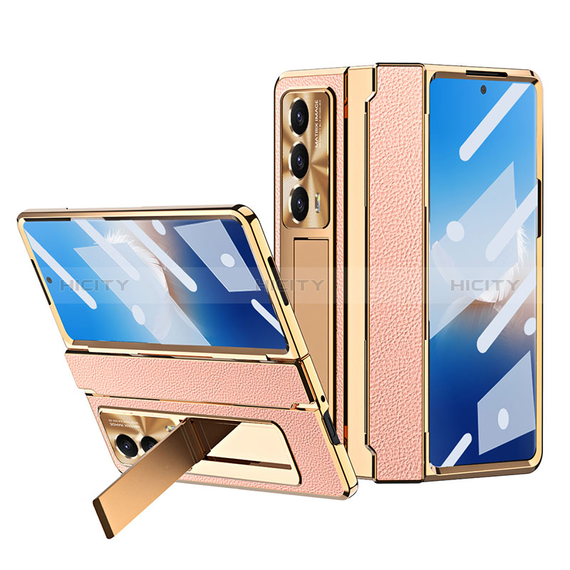 Coque Luxe Cuir et Plastique Housse Etui Mat ZL4 pour Huawei Honor Magic Vs2 5G Or Rose Plus